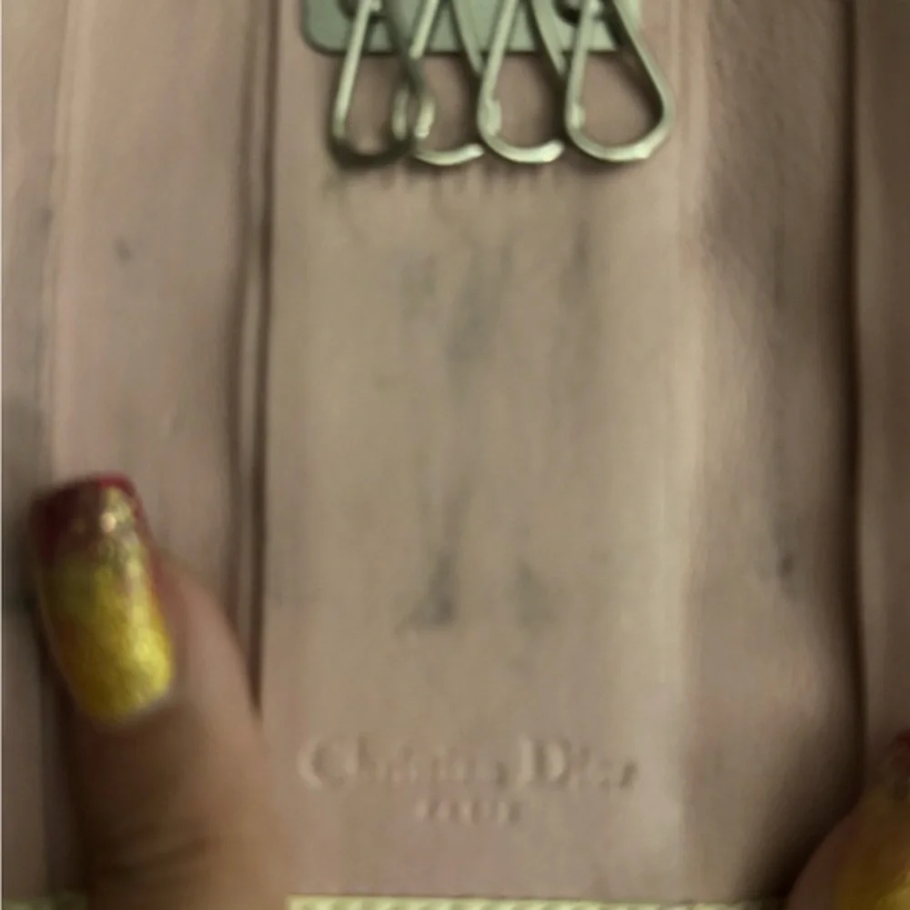 Dior Pink Monogram rhinestone key holder
